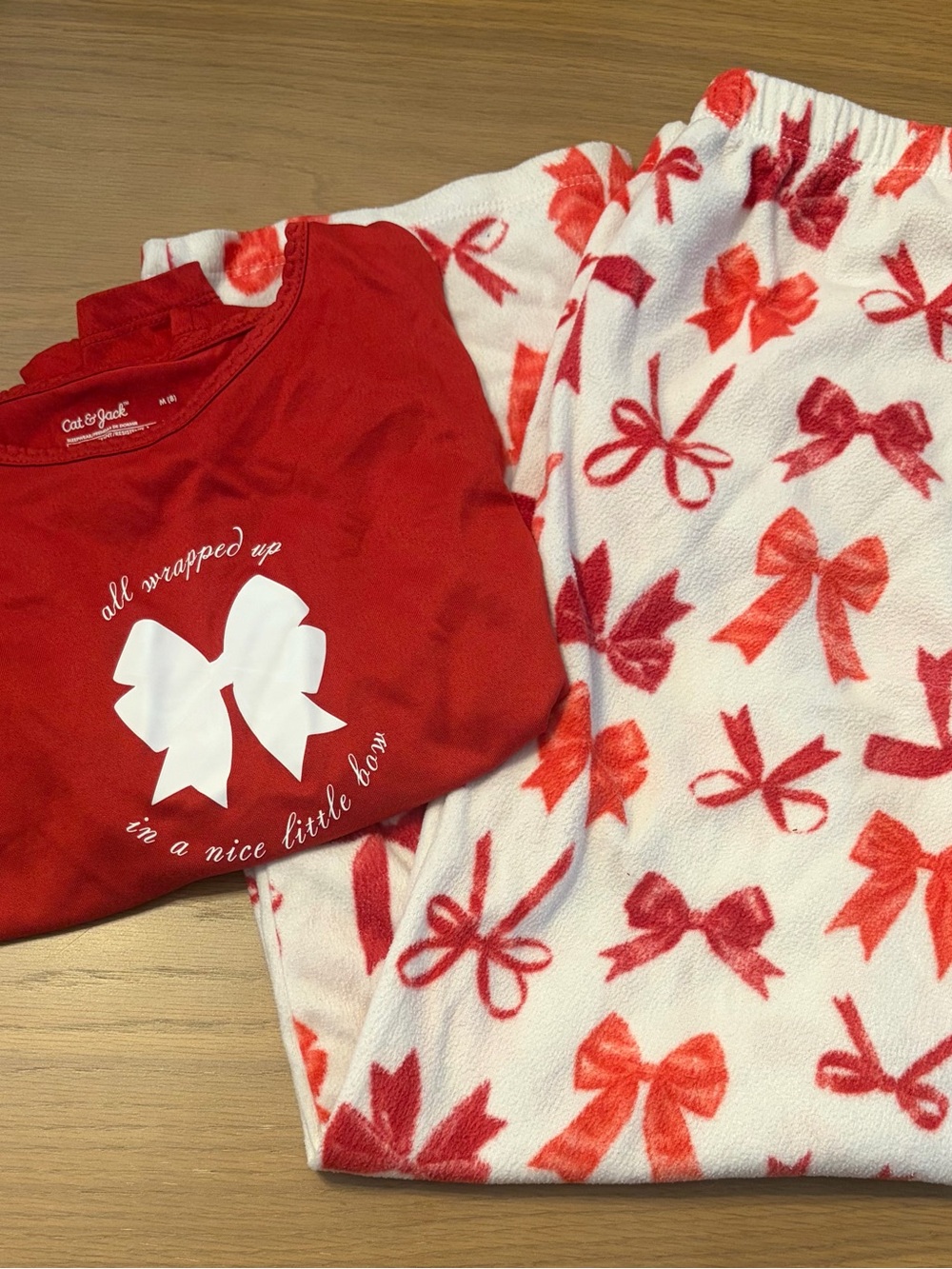 3 for $12 Girls Cat & Jack Red and White Bow Print Pajama Set